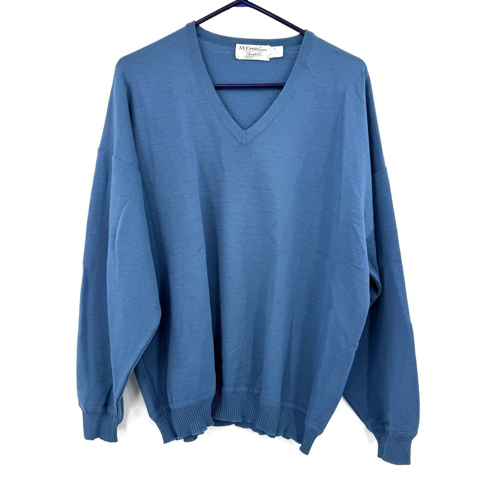 St. Croix Knits for Franco's Size Medium 100% Wool V Neck Sweater Pullover Style